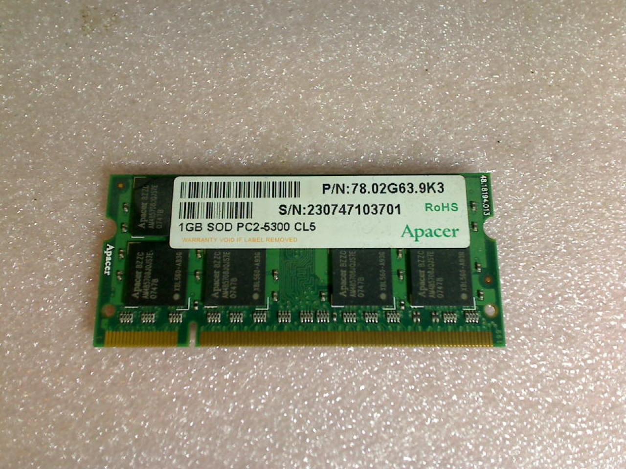 1GB DDR2 memory RAM Apacer SOD PC2-5300 CL5 Acer Aspire 5315 -3
