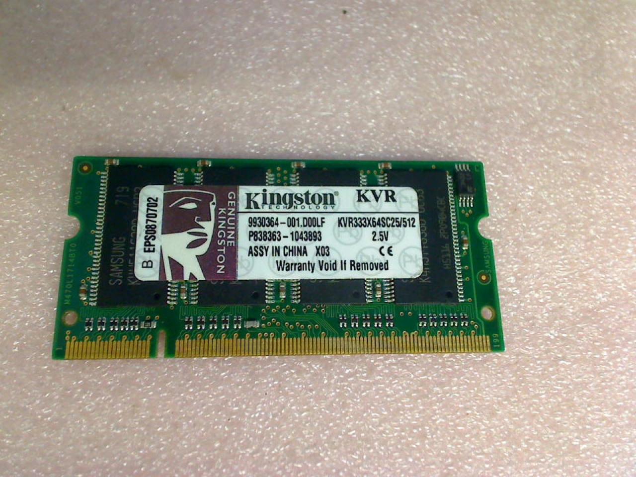 512MB DDR Memory RAM Kingston PC-2700S Averatec 5500 AV5505-GE1