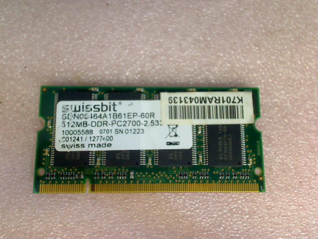 512MB DDR Memory RAM Swissbit PC2700-2.533 Averatec 6220 AV6230-GE1