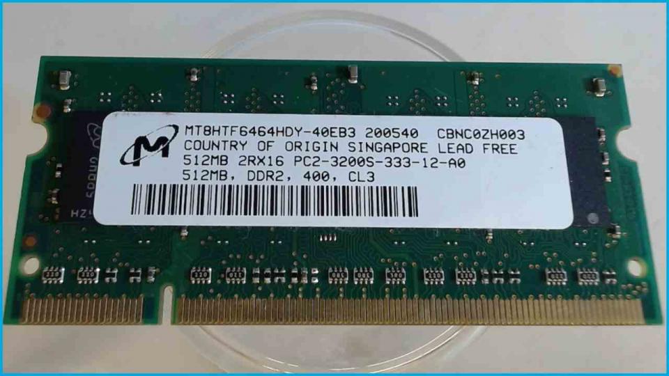 512MB DDR2 Memory RAM Micron PC2-3200S Clevo Style-Note M57U M70U