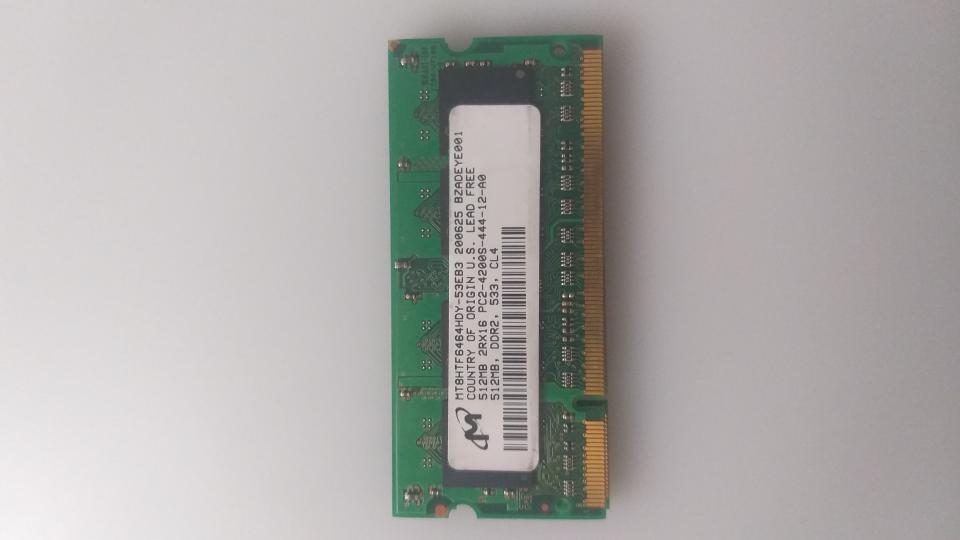 Arbeitsspeicher Ram PC2 4200S DDR2 Micron 512MB 2RX16