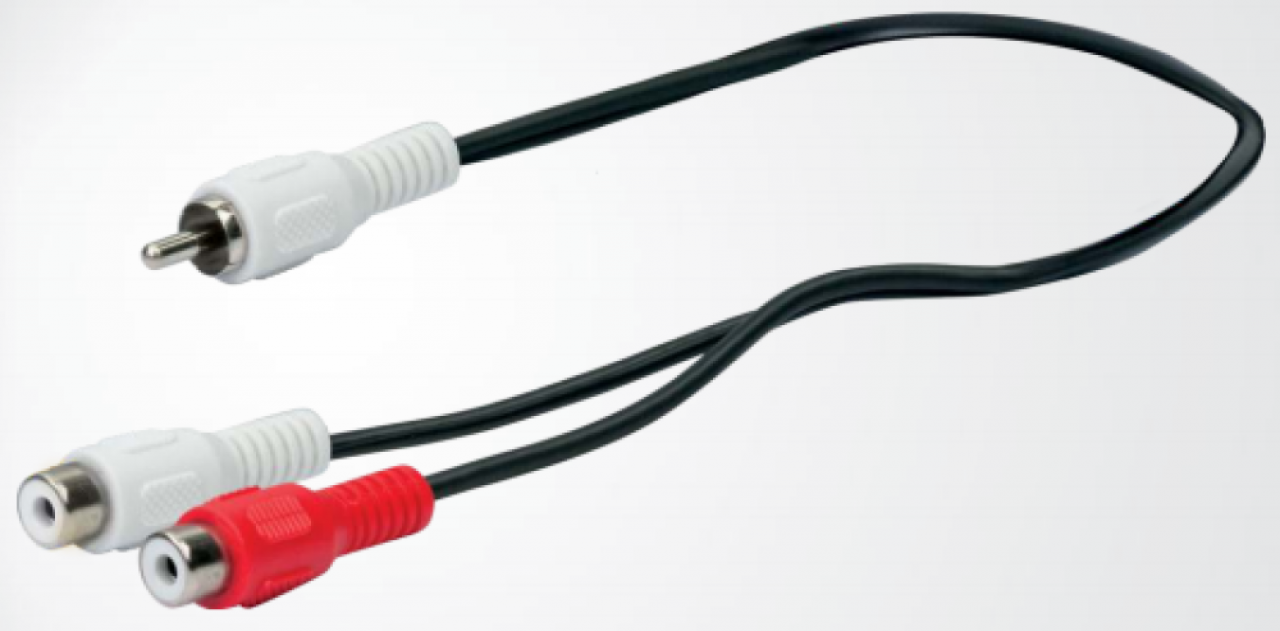 Chinch/Audio Y Adapter Cable Plug- 2 Buchsen CIK 8230 Schwaiger Neu OVP