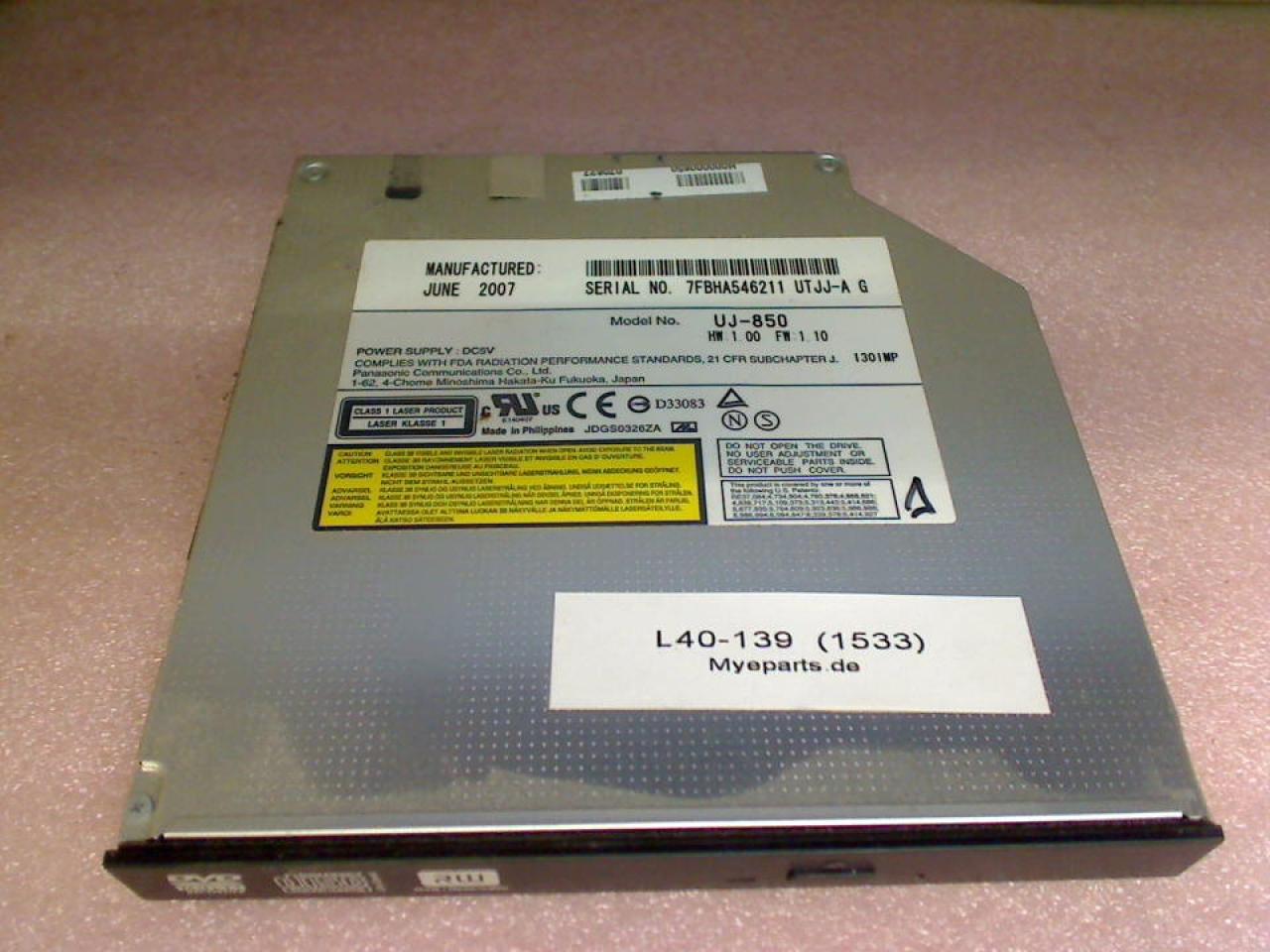 DVD Burner Writer & cover UJ-850 Toshiba Satellite L40-139