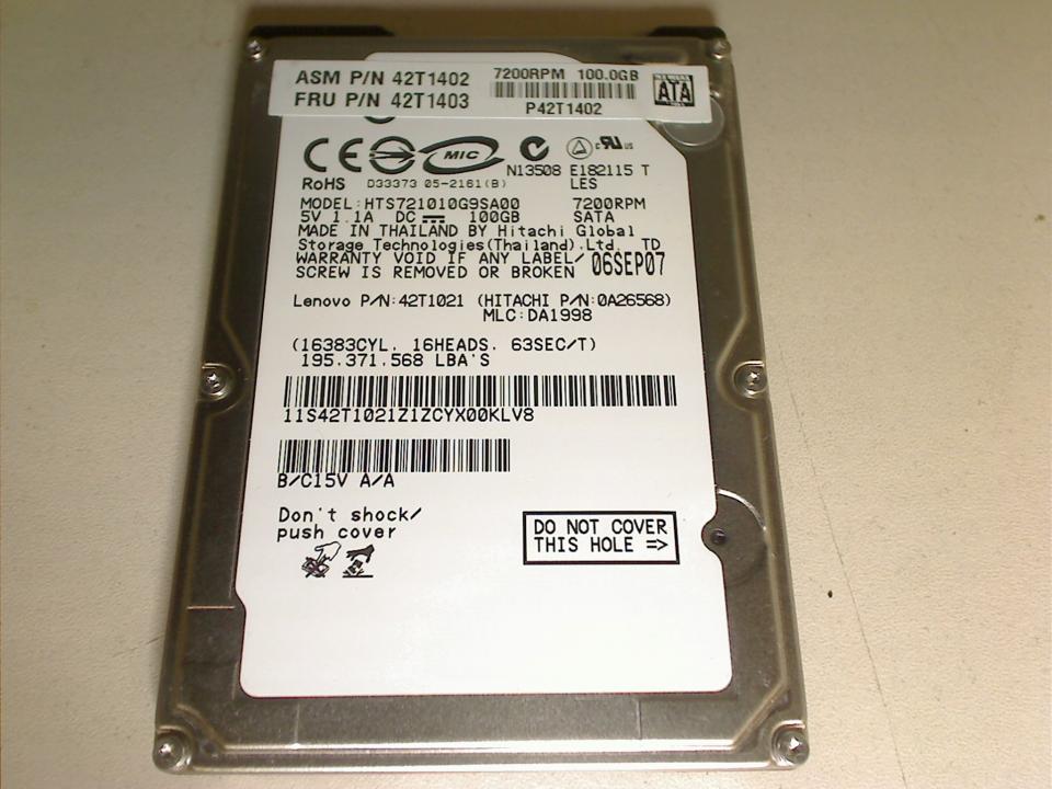 HDD hard drive 2.5" 100GB (SATA) 7200RPM 0A26568 Hitachi