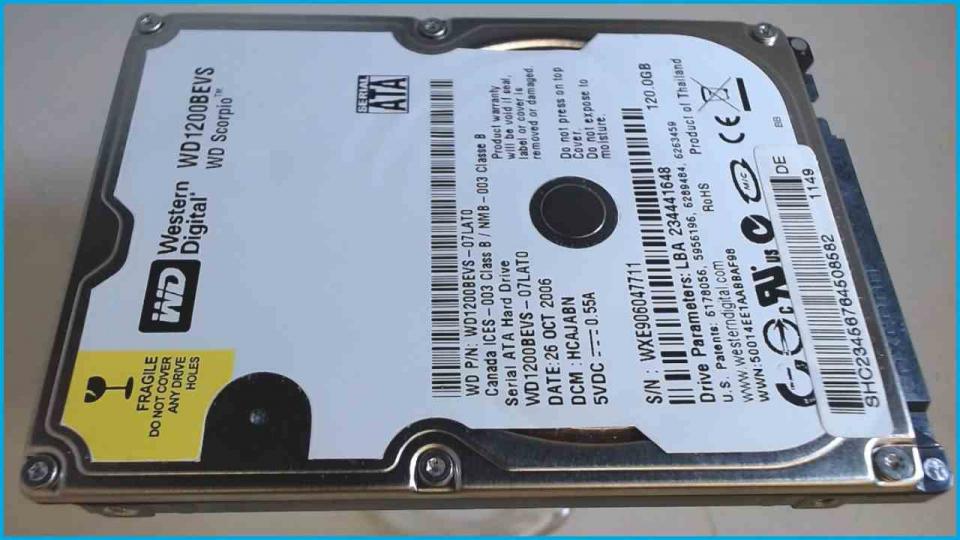 HDD hard drive 2.5" 120GB SATA 5400RPM 8MB Western Digital WD1200BEVS (1665h)