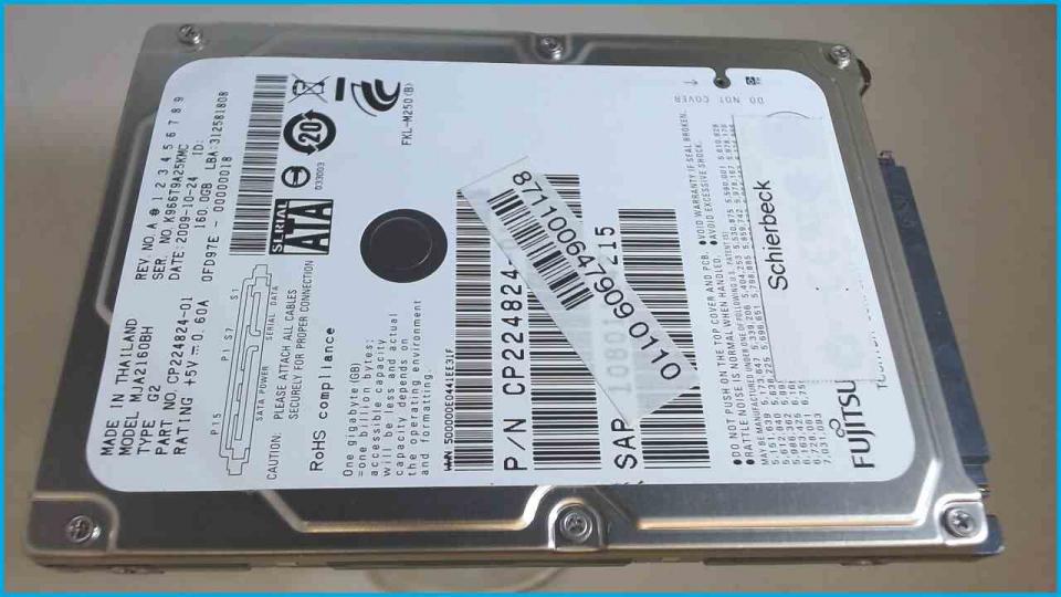 HDD hard drive 2.5" 160GB Fujitsu MJA2160BH SATA (1487h)