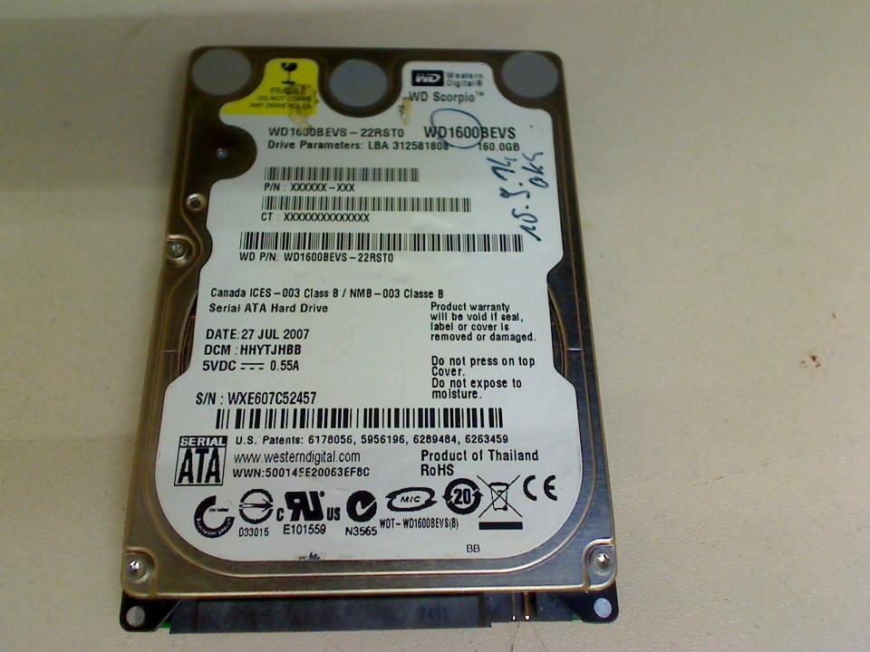 HDD hard drive 2.5\" 160GB (SATA) WD1600BEVS Acer Aspire 5520G (3)