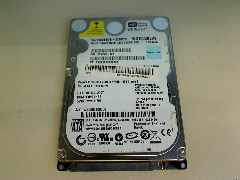 HDD hard drive 2.5\" 160GB (SATA) WD1600BEVS Acer Ferrari 5000 ZC3