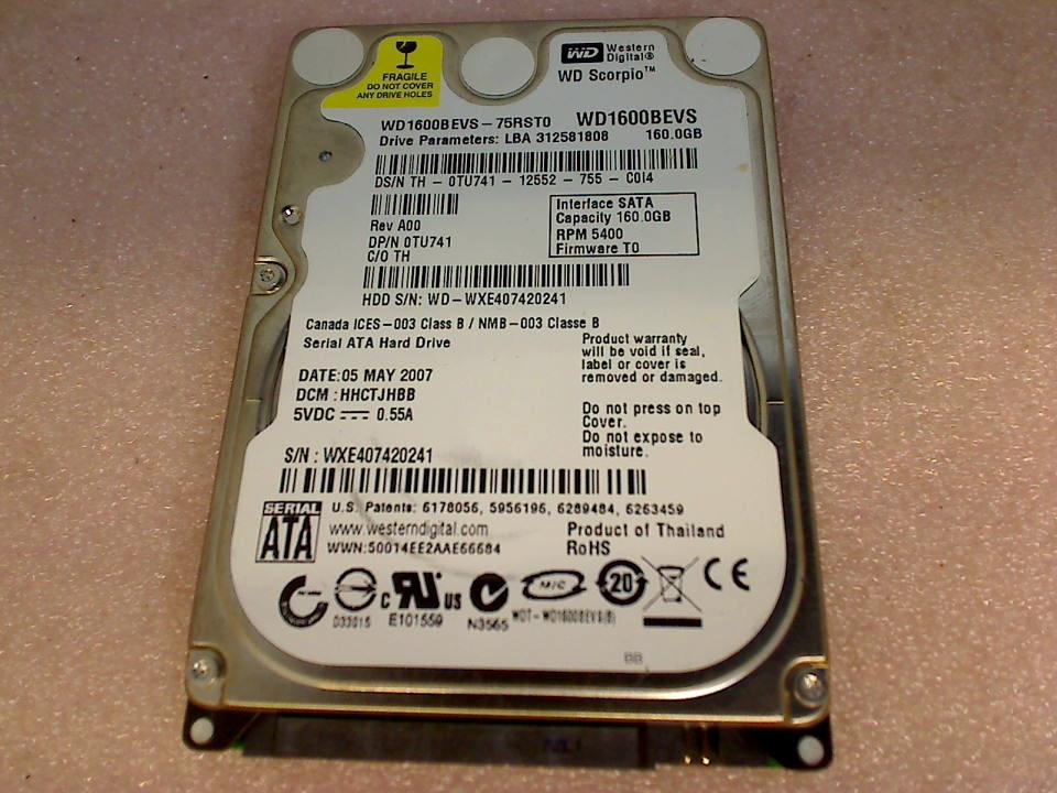 HDD hard drive 2.5" 160GB (SATA) WD1600BEVS Western Digital