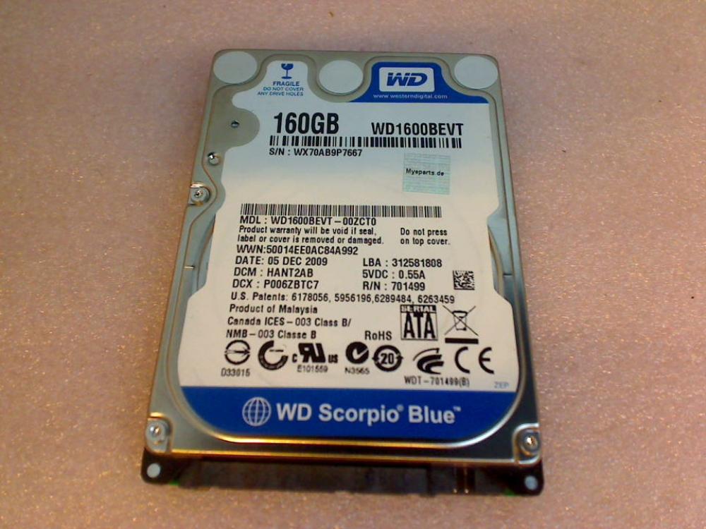 HDD hard drive 2.5\" 160GB SATA WD1600BEVT HP 550 HP550