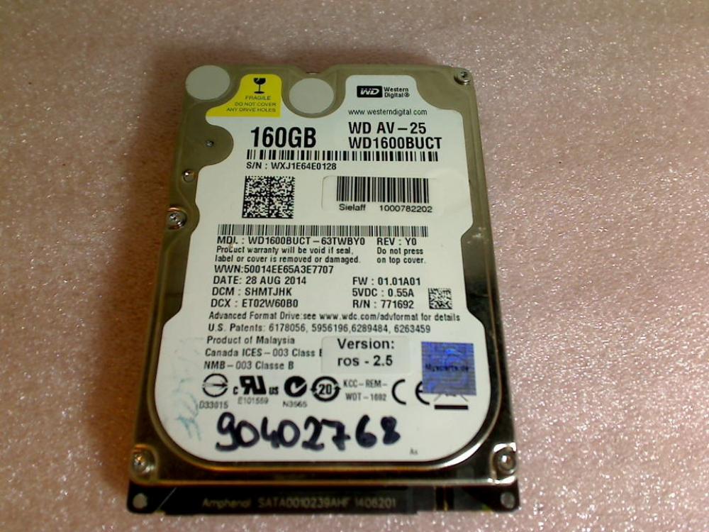 HDD hard drive 2.5" 160GB SATA WD1600BUCT Toshiba Satellite C660D-10D