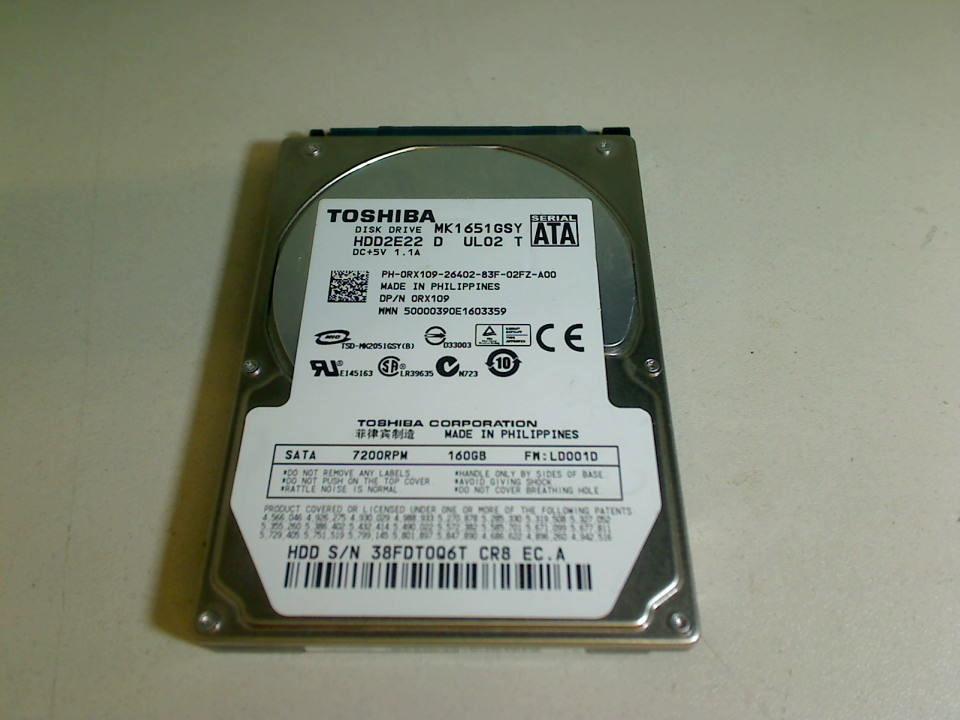 HDD hard drive 2.5" 160GB Toshiba HDD2E22 D UL02 T (SATA) Gateway S8A