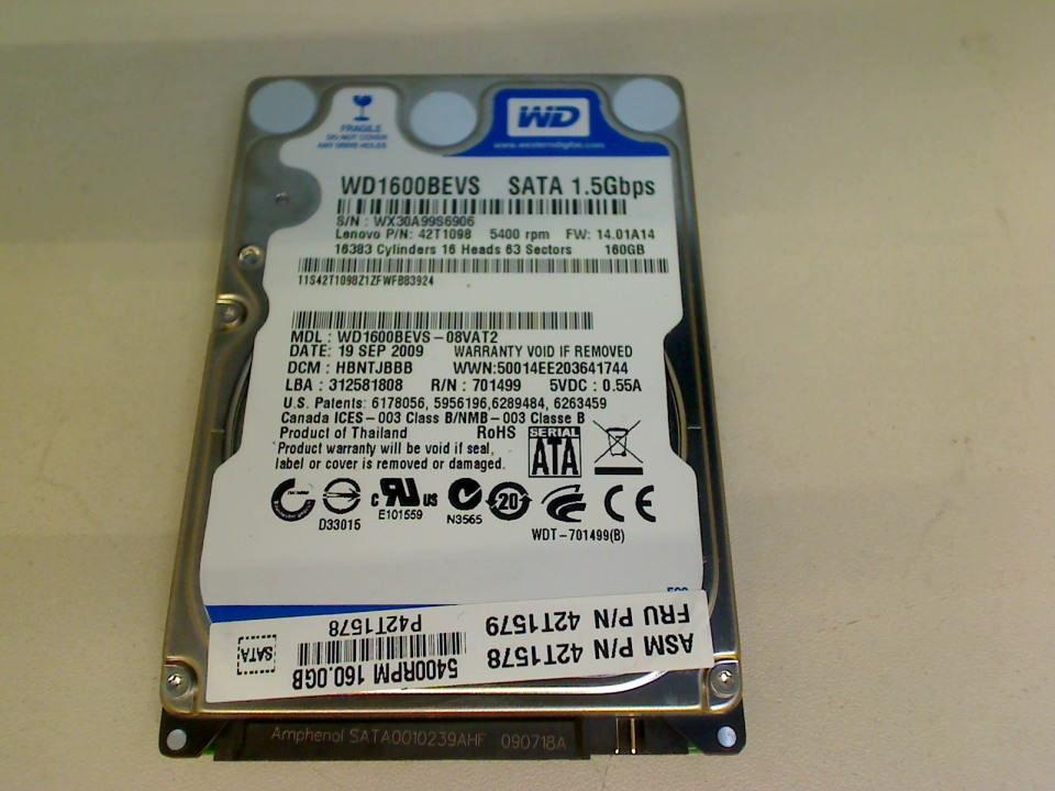 HDD hard drive 2.5" 160GB WD1600BEVS (SATA) Dell Vostro 1310 PP36S