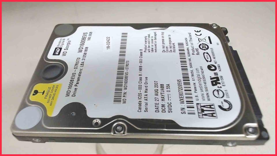 HDD hard drive 2.5\" 160GB WD1600BEVS SATA HP Compaq 6730b (4)