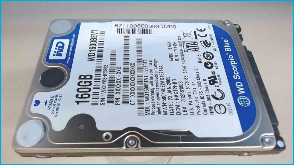 HDD hard drive 2.5\" 160GB WD1600BEVT LifeBook E8420