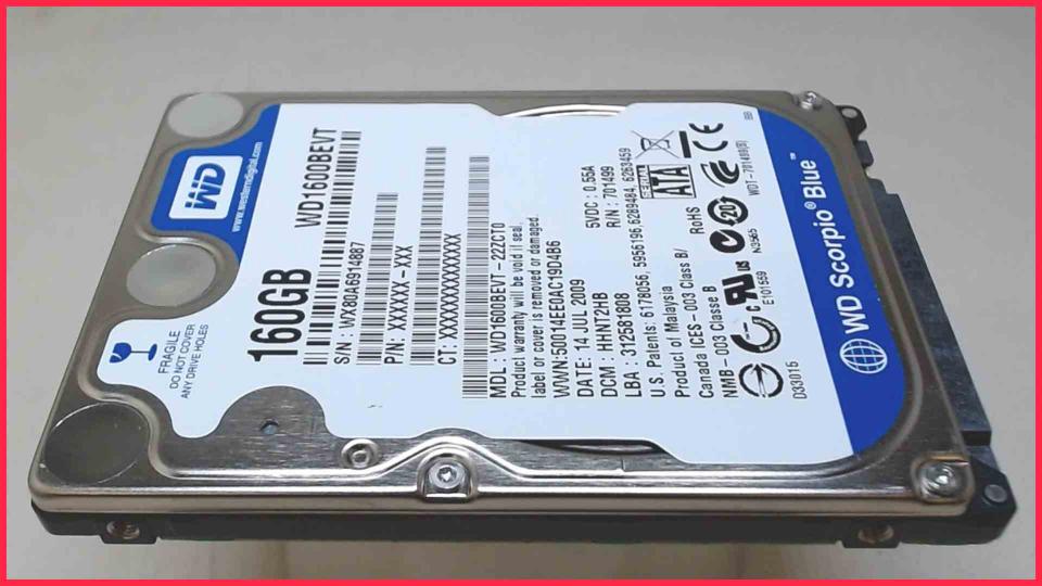 HDD hard drive 2.5"  160GB WD1600BEVT SATA (245h)