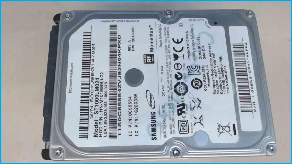 HDD hard drive 2.5\" 1TB 1000GB 5400RPM 8MB SATA Samsung ST1000LM024