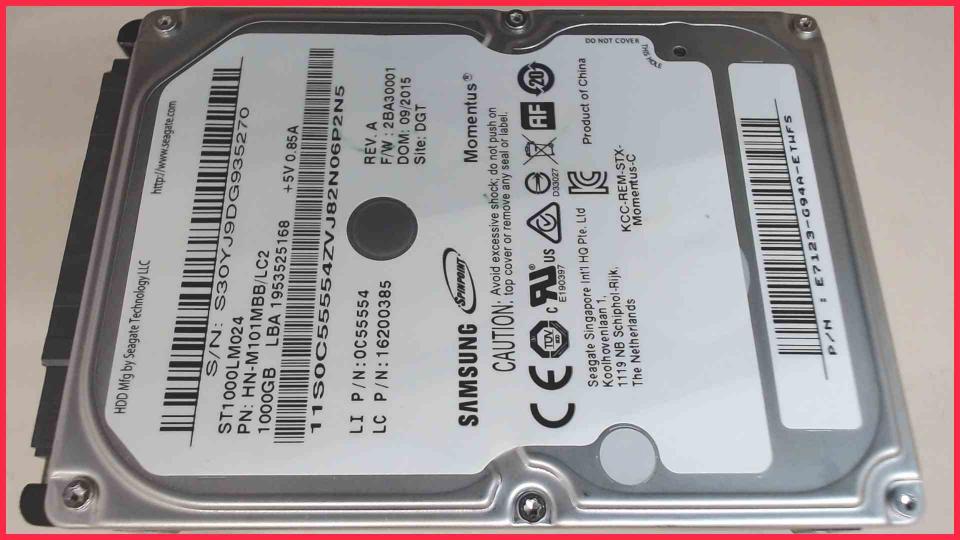 HDD hard drive 2.5" 1TB 1000GB 5400RPM 8MB SATA Samsung ST1000LM024 (9787h)