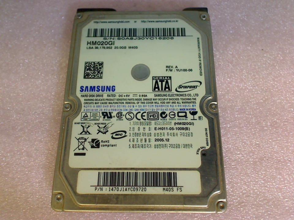 HDD hard drive 2.5" 20GB HM020GI Samsung (SATA)