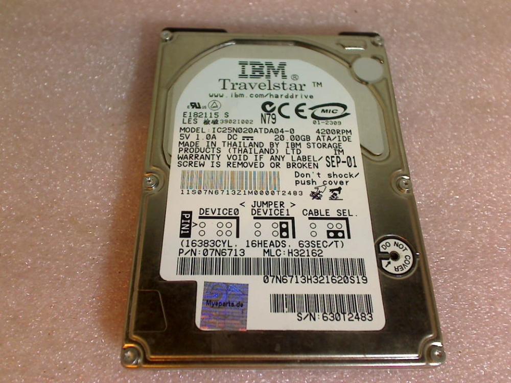 HDD hard drive 2.5\" 20GB IDE AT IBM IC25N020ATDA04-0 Gericom Overdose 1440e