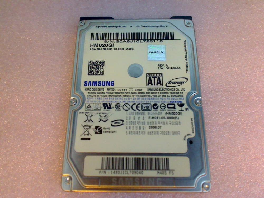 HDD hard drive 2.5\" 20GB SATA HM020GI Samsung Q210 NP-Q210H