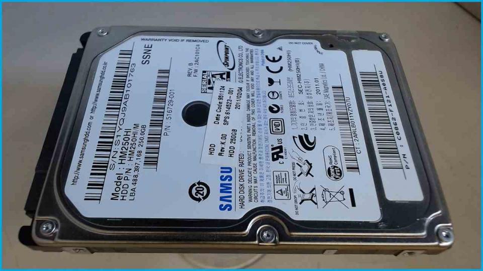 HDD hard drive 2.5" 250GB 5400 RPM 8MB Cache Samsung HM250HI (12.713h)