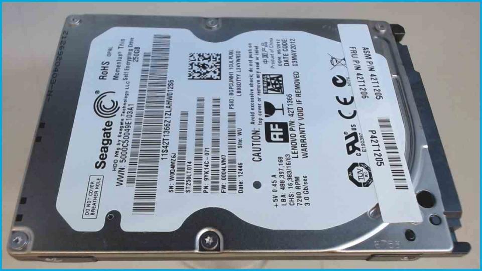HDD hard drive 2.5" 250GB SATA 7200RPM 16MB Seagate ST250LT014 (7711h)