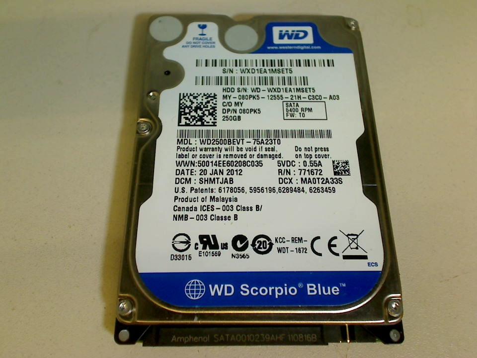 HDD hard drive 2.5" 250GB WD2500BEVT (SATA) Dell XPS M2010 PP03X