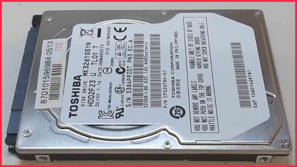 HDD hard drive 2.5\" 320GB SATA 7200 RPM Toshiba HDD2F23 (6388h)