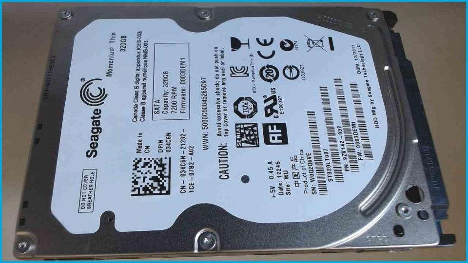 HDD hard drive 2.5" 320GB Seagate ST320LT007 SATA 7200RPM 16MB (3693)