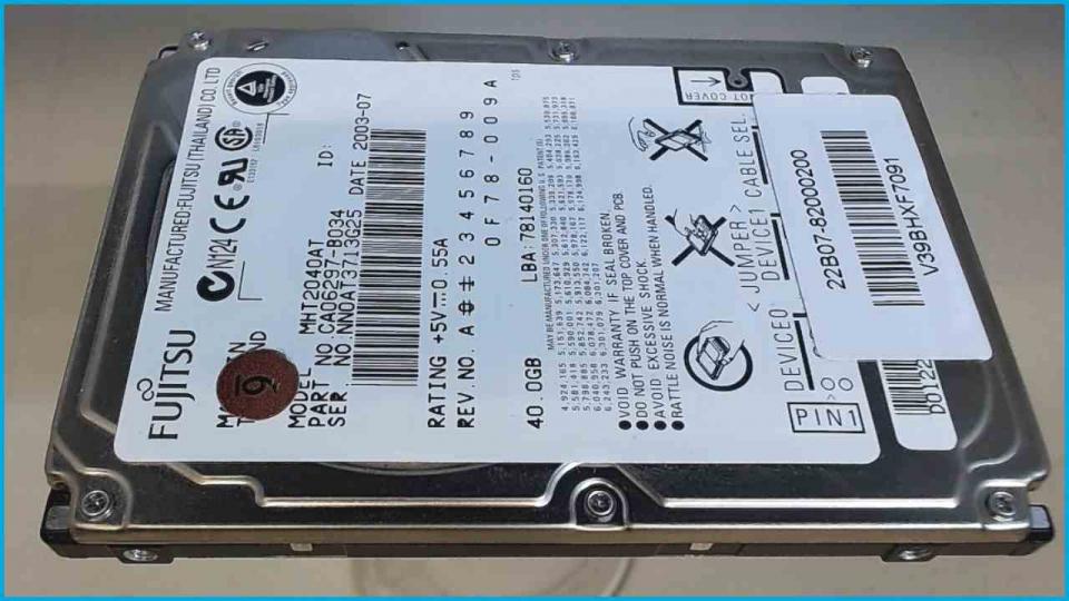 HDD hard drive 2.5" 40 GB (IDE/AT) MHT2040AT LifeBook C1110D C Series