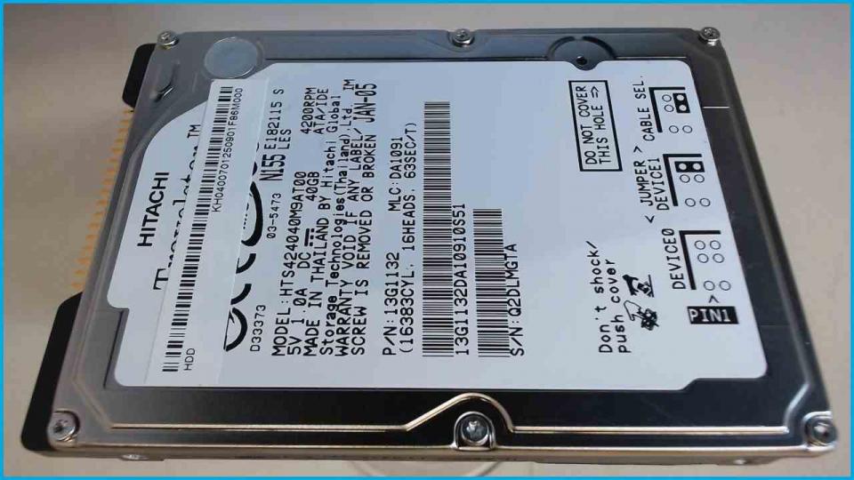 HDD hard drive 2.5" 40GB Hitachi (IDE) HTS424040M9AT00 Aspire 1360 1362LC MS2159