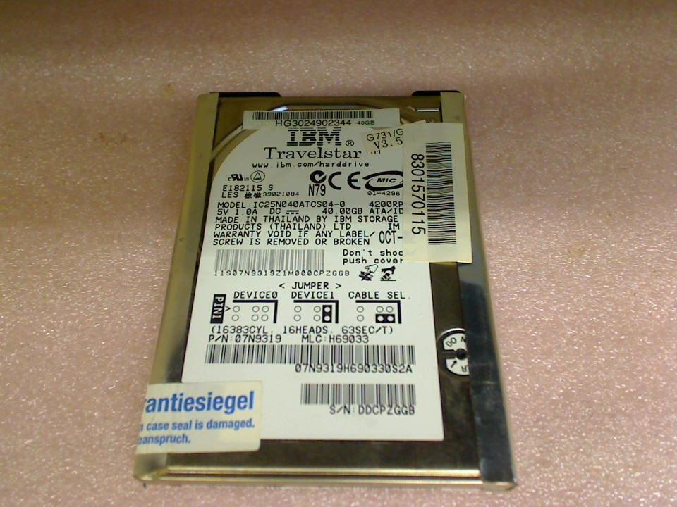 HDD hard drive 2.5\" 40GB IDE(AT) IC25N040ATCS04-0 IBM ThinkPad R52