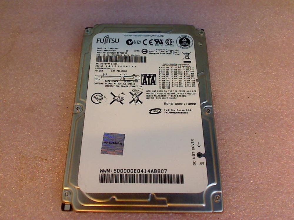 HDD hard drive 2.5\" 40GB SATA Fujitsu MHW2040BH Acer 5620/5220 MS2205