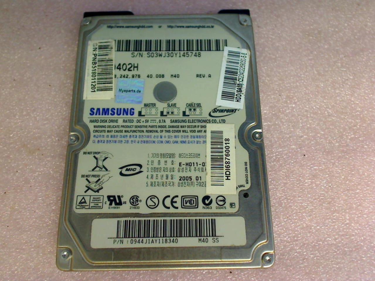HDD hard drive 2.5" 40GB Samsung MP0402H (AT) IDE Dell D800 PP02X (2)