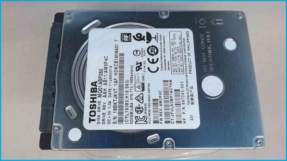 HDD hard drive 2.5" 500GB 7200 RPM SATA III 8MB Toshiba MQ01ABF050