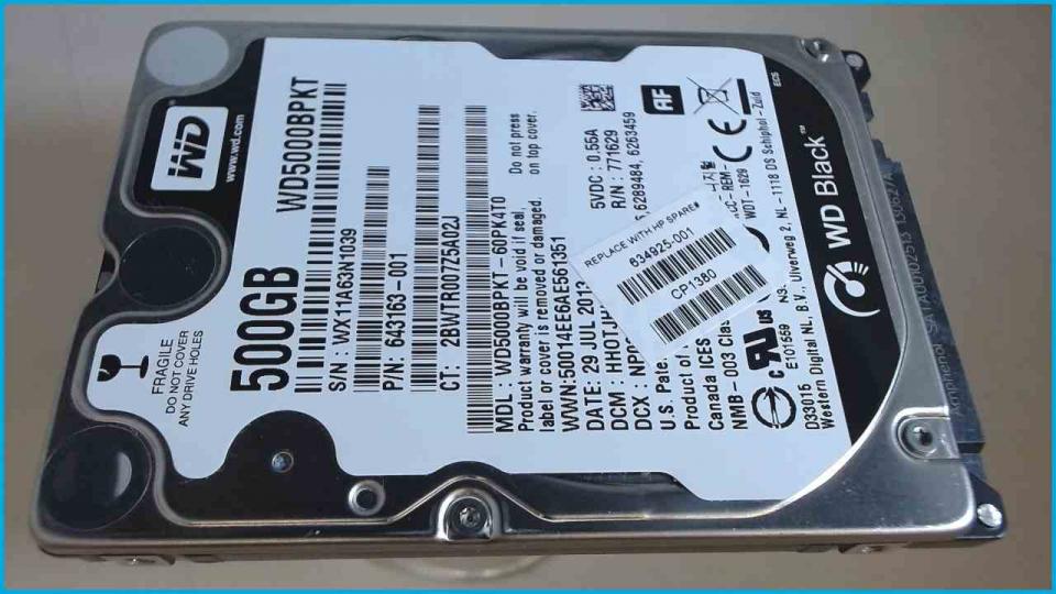 HDD hard drive 2.5" 500GB 7200RPM 16MB SATA Western Digital WD5000BPKT (2191h)