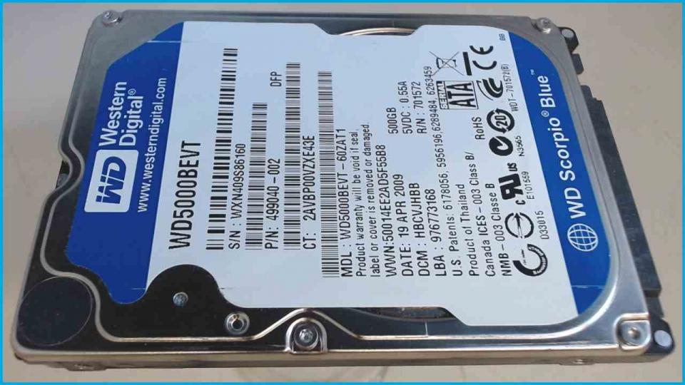 HDD hard drive 2.5" 500GB SATA 5400RPM 8MB Western Digital WD5000BEVT (5393h)