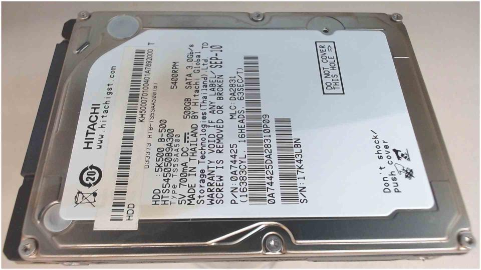 HDD hard drive 2.5" 500GB SATA 5400RPM Hitachi 5K500.B-500 (5703h)