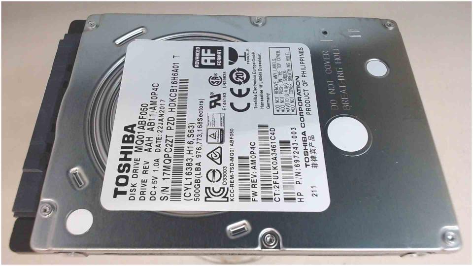 HDD hard drive 2.5" 500GB SATA III 8MB 5400RPM Toshiba MQ01ABF050 (727h)