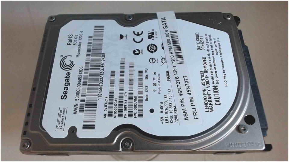HDD hard drive 2.5" 500GB Seagate ST9500420AS SATA Celsius H240 WB2