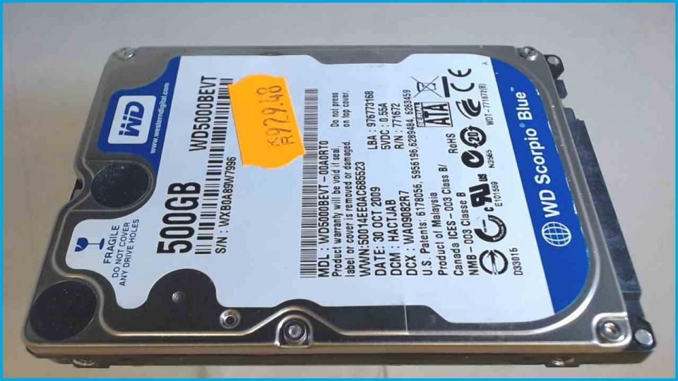 HDD hard drive 2.5\" 500GB WD5000BEVT (SATA) Dell XPS M1710 PP05XB