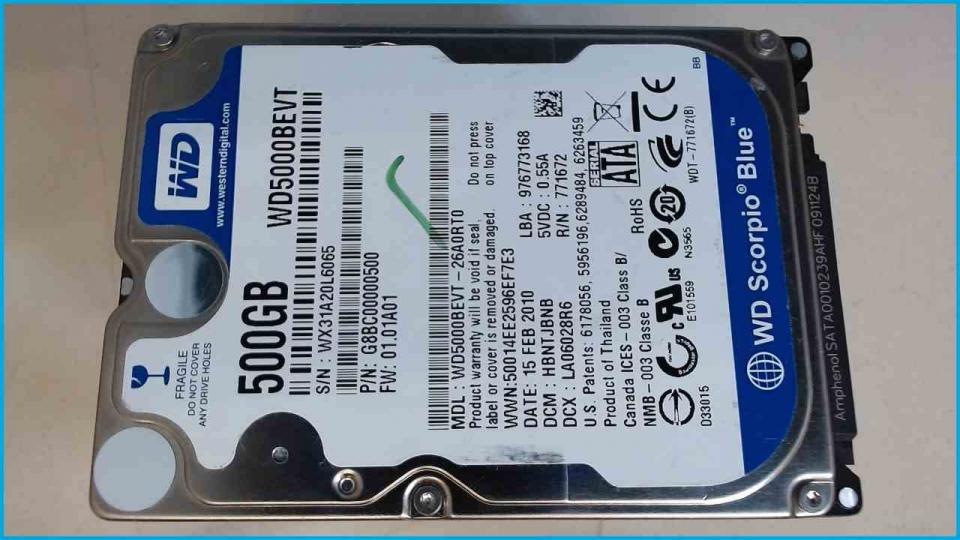 HDD hard drive 2.5" 500GB WD5000BEVT (SATA) eMachines G725 KAWH0