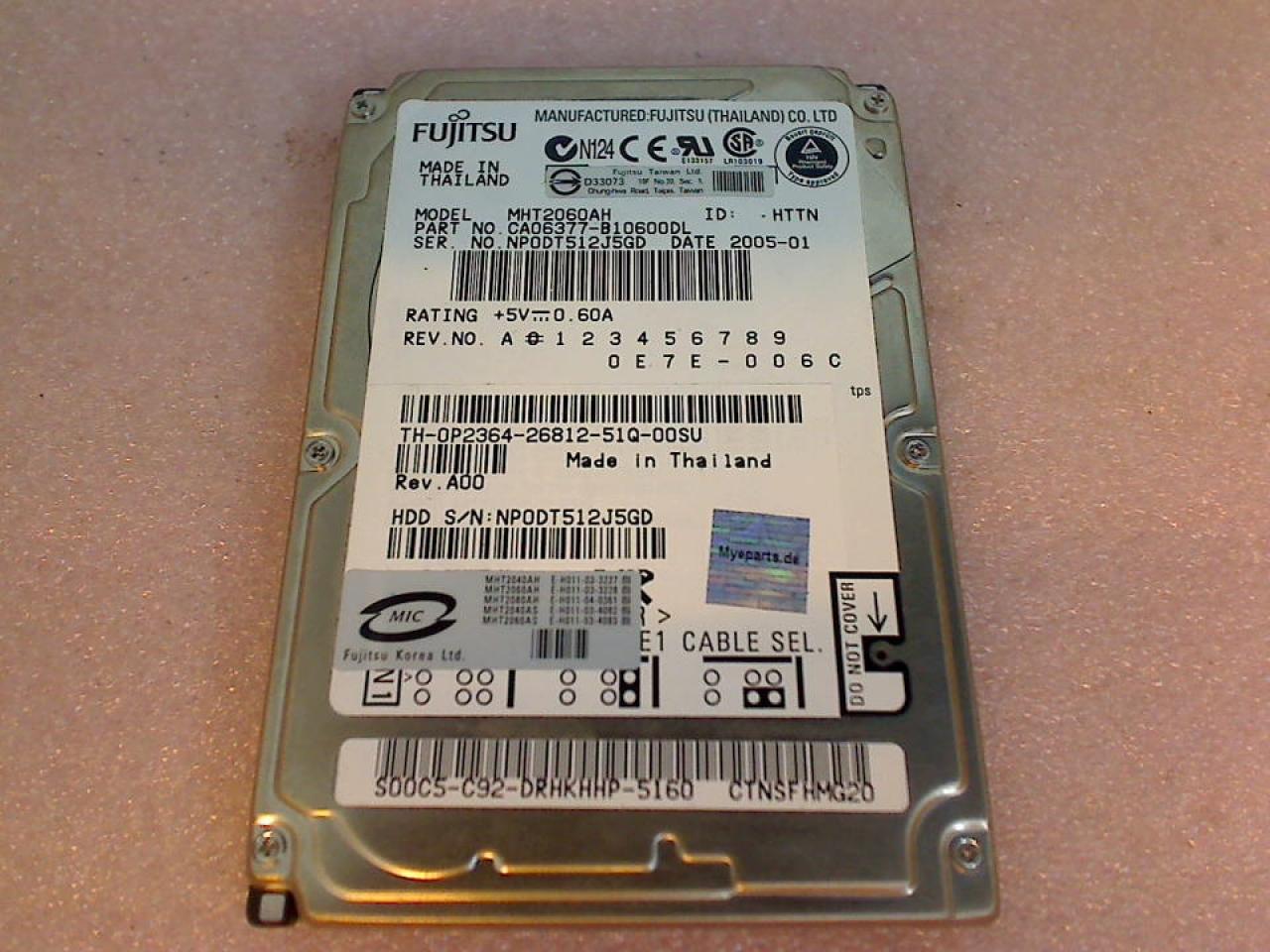 HDD hard drive 2.5" 60GB Fujitsu IDE (AT) Acer TravelMate 4000 4001LMi ZL1