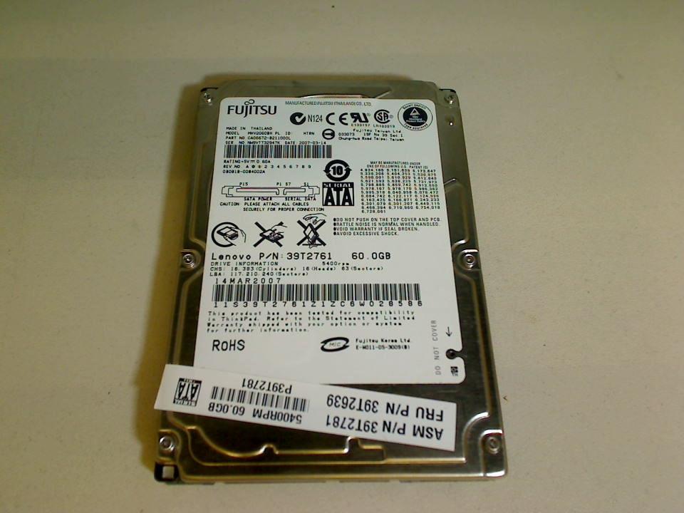 HDD hard drive 2.5" 60GB Fujitsu MHV2060BH SATA IBM ThinkPad T60 2008