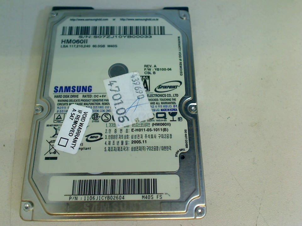 HDD hard drive 2.5" 60GB HM060II (SATA) Toshiba Satellite Pro U300 U305
