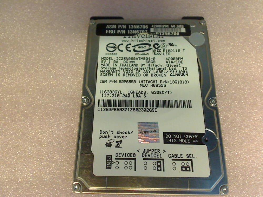 HDD hard drive 2.5" 60GB IDE (AT) IC25N060ATMR04-0 IBM ThinkPad R50 1830-QG1
