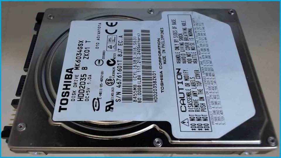HDD hard drive 2.5" 60GB Toshiba HDD2D35 B ZK01 T (SATA) Amilo Pro V3515 LM10W