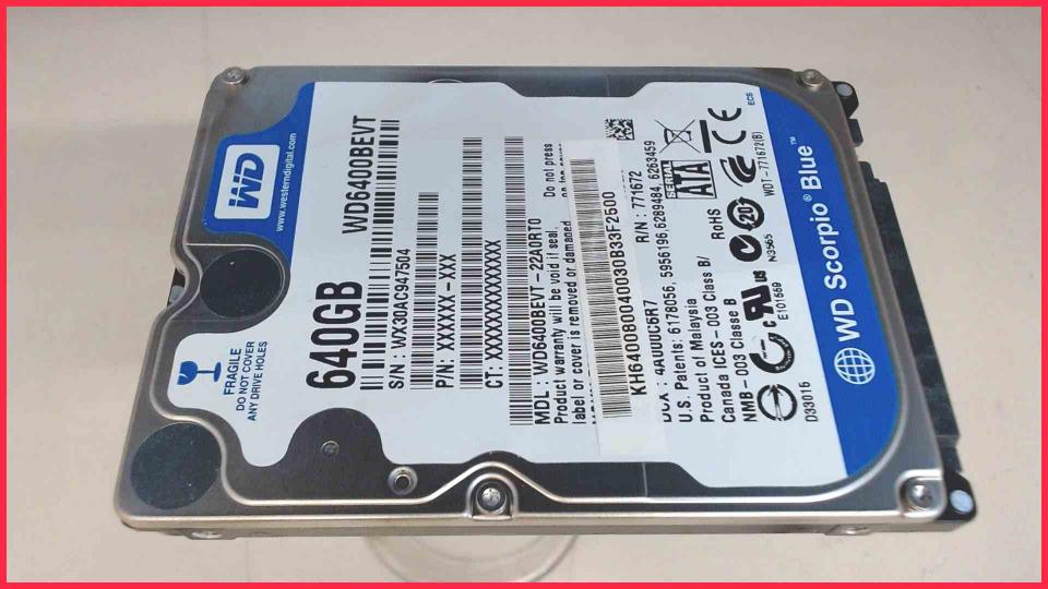 HDD hard drive 2.5\" 640GB WD6400BEVT SATA Acer Aspire 8942G