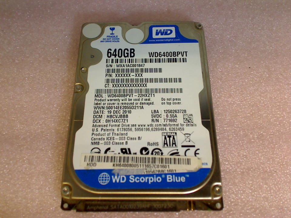 HDD hard drive 2.5" 640GB WD6400BPVT (Defekt/Faulty) SATA WD Scorpio Blue